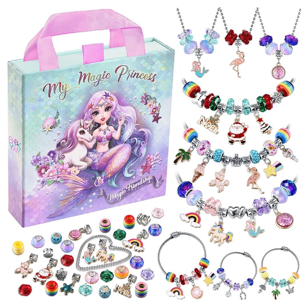 BDBKYWY Charm Bracelet Making Kit & Unicorn/Mermaid Girl Toy